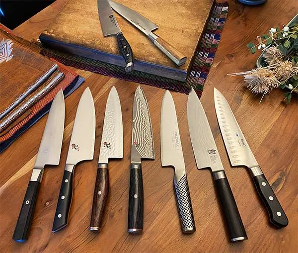 Japanese chef knives spread
