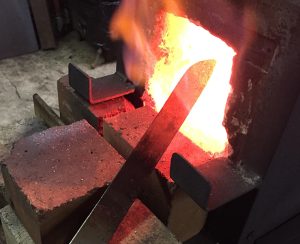 billet in bladesmith forge