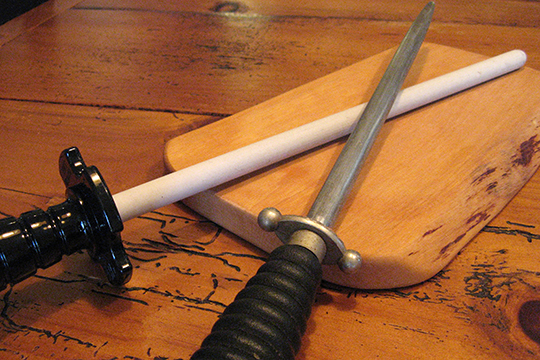 ceramic and metal hone (or steel)