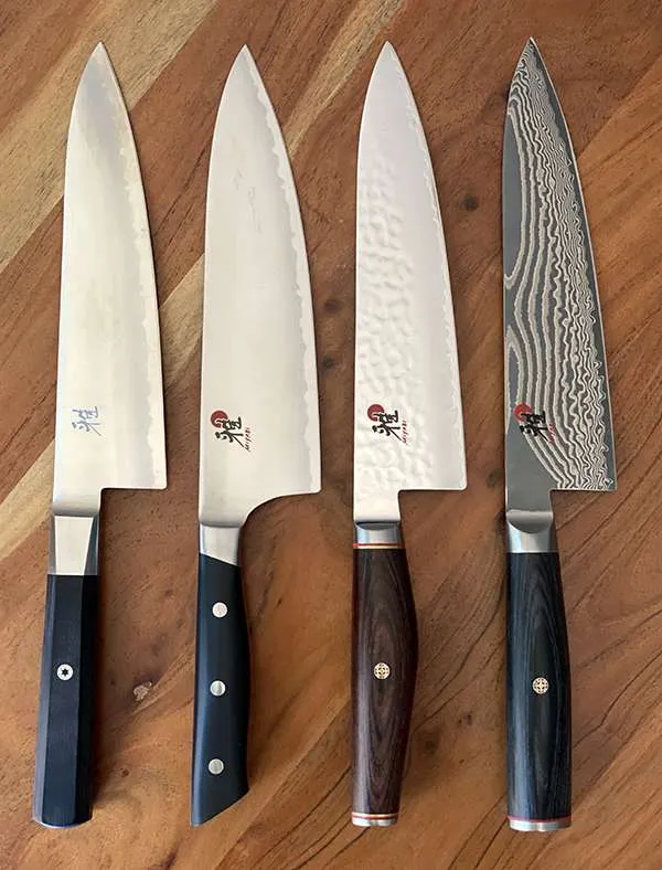 Four Miyabi Japanese chef knives