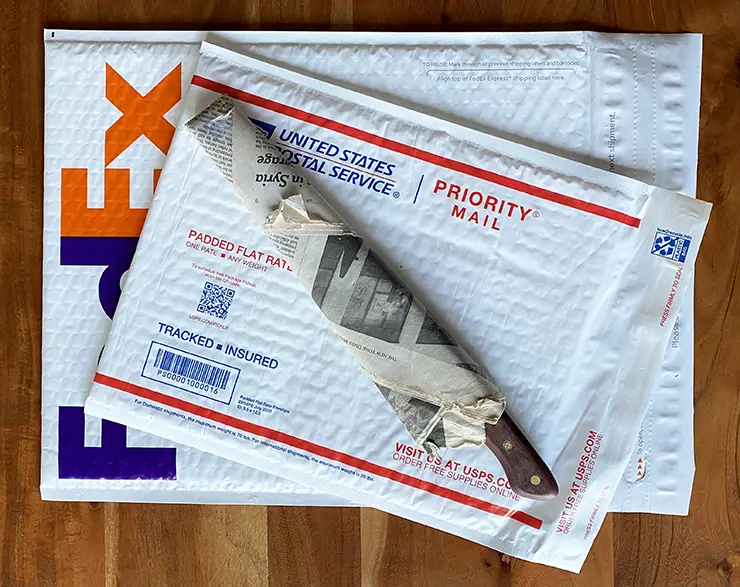 FedEx and USPS flat-rate, padded envelopes.