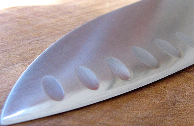 Global santoku knife edge close-up