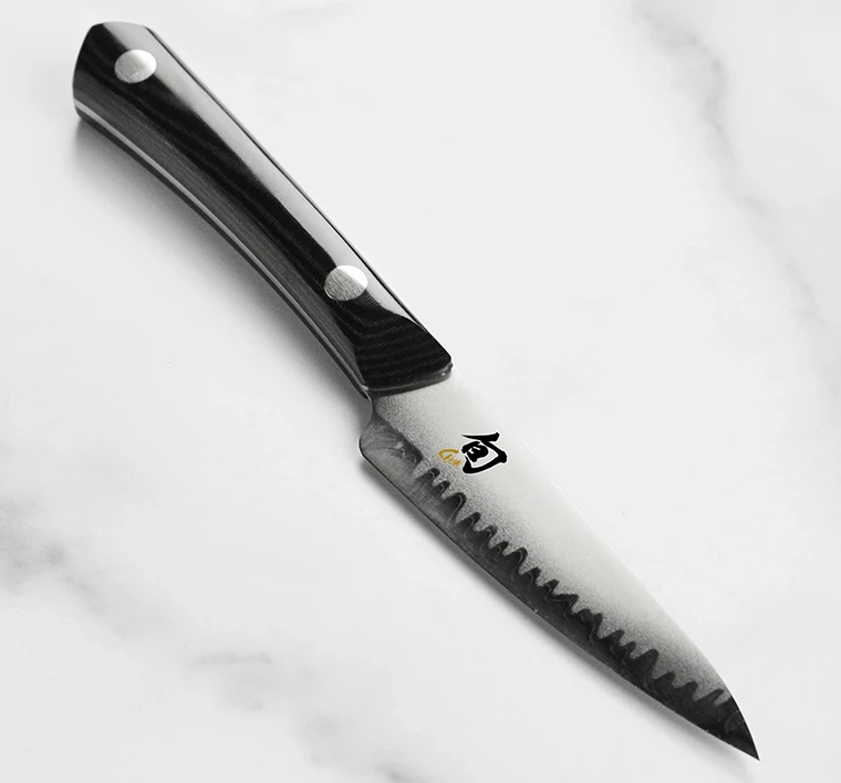 Shun Narukami paring knife, 3.5-inch, on marble.