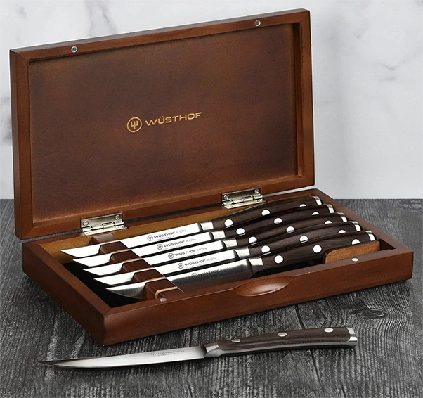 Wusthof Ikon Blackwood steak knives, set of six.